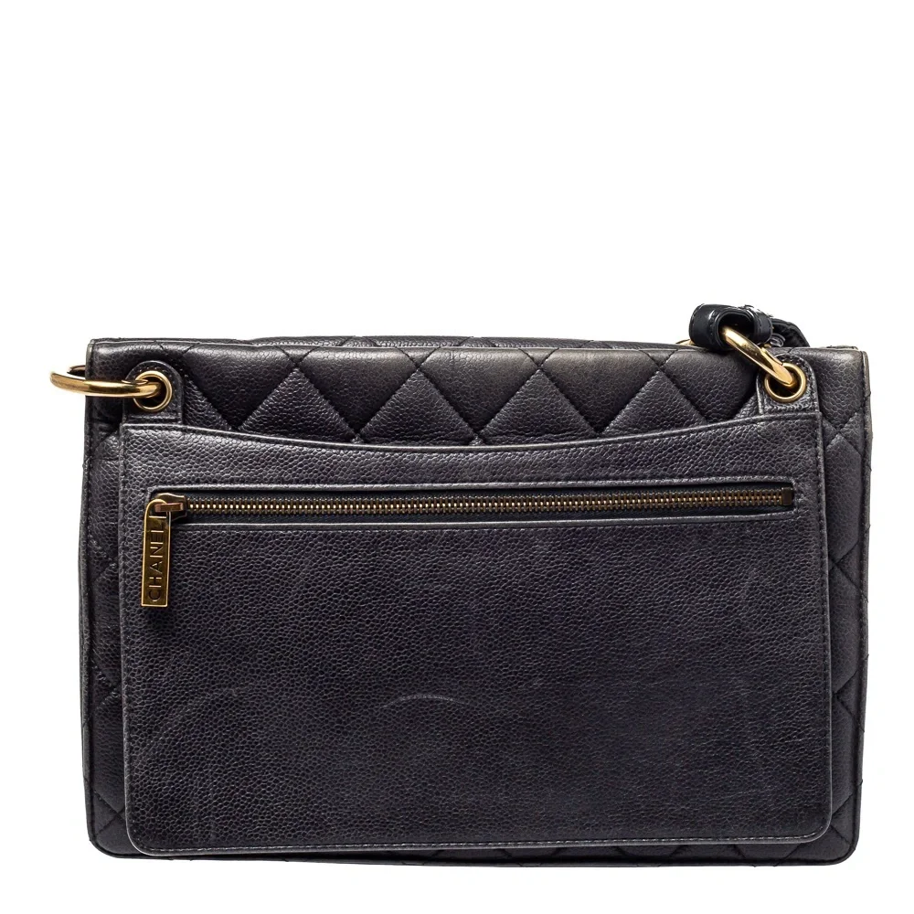 CHANEL Métiers d'Art Paris-Edinburgh Retro Classic Flap Quilted Caviar Leather - Picture 11 of 13